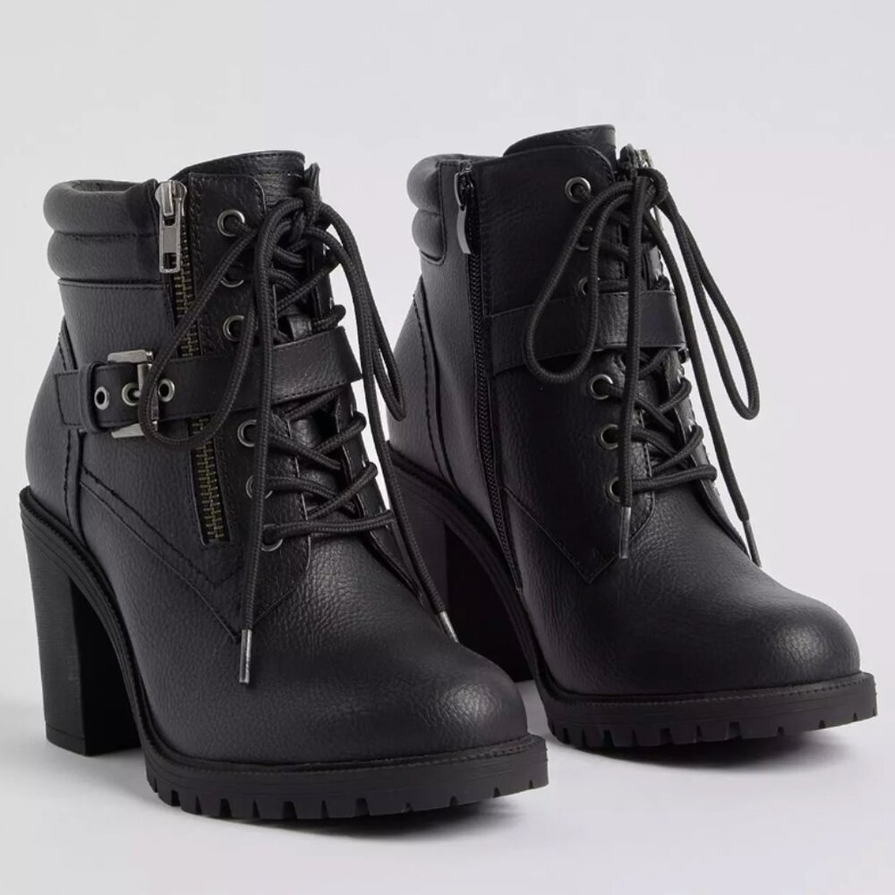 Torrid | Lace-Up Hiker Heel - Black (WW)